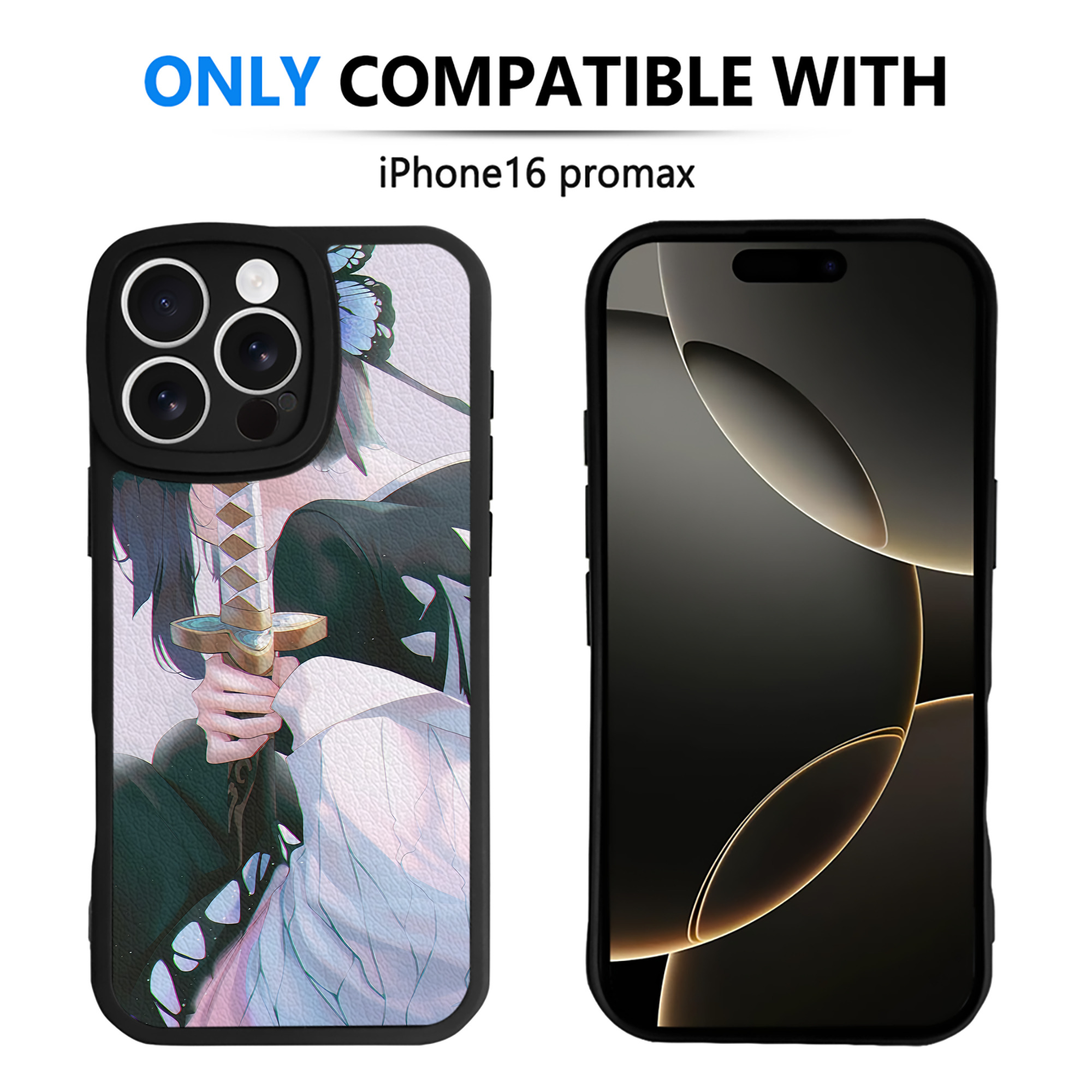 （画像用） 鬼滅の刃（きめつのやいば）蟲柱-胡蝶 しのぶ／こちょう しのぶ Kochou Shinobu 【iPhone 16シリーズ対応】シリコンスマホケース（レザー調） 材質：シリコン